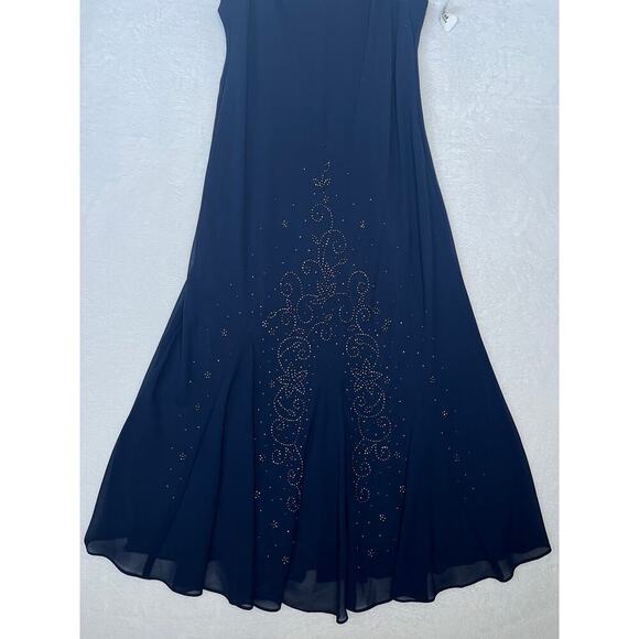 NWT R&M Richards Made In USA Navy Formal Beaded Gown sz 12 MOB Mature Wedding - Picture 4 of 11